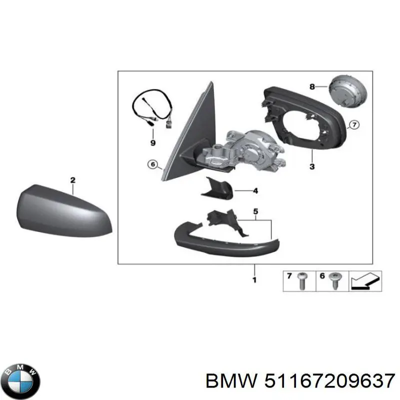 51167209637 BMW Левое боковое зеркало