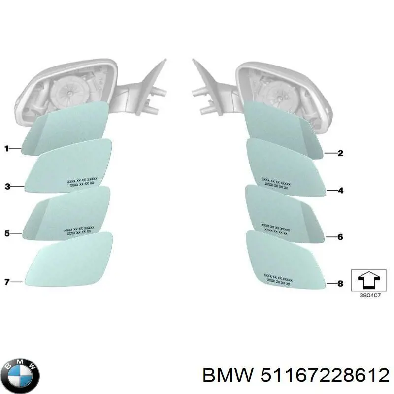 Купить 51167228612 BMW Стекло правого зеркала заднего вида