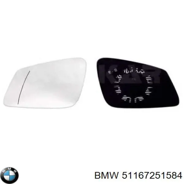 51 16 7 251 584 BMW Зеркальный элемент зеркала заднего вида правого