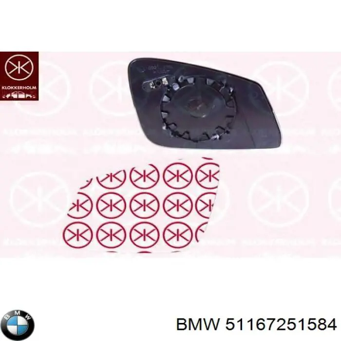 51167251584 BMW зеркальный элемент зеркала заднего вида правого