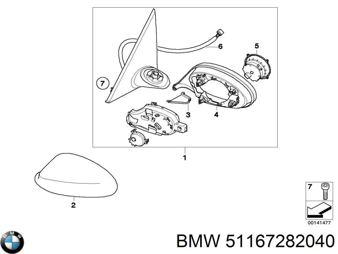 51167282040 BMW Зеркало заднего вида правое