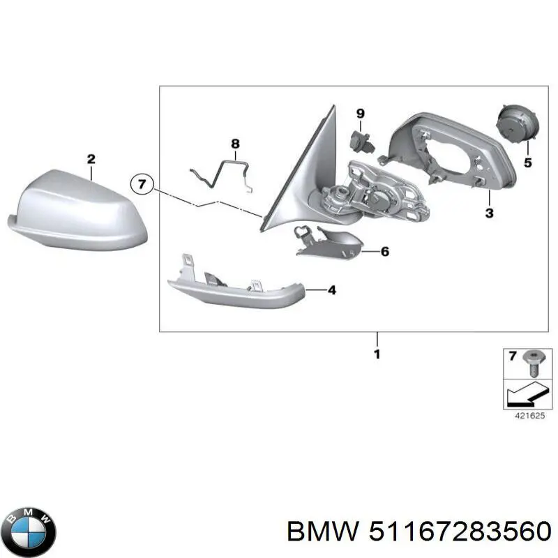 51167283560 BMW Зеркало заднего вида правое