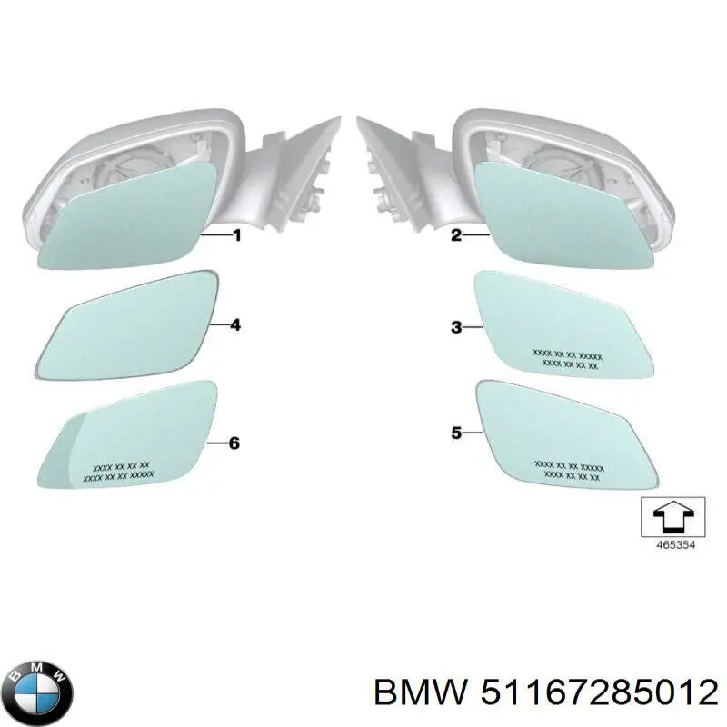 51167285012 BMW elemento espelhado do espelho de retrovisão direito