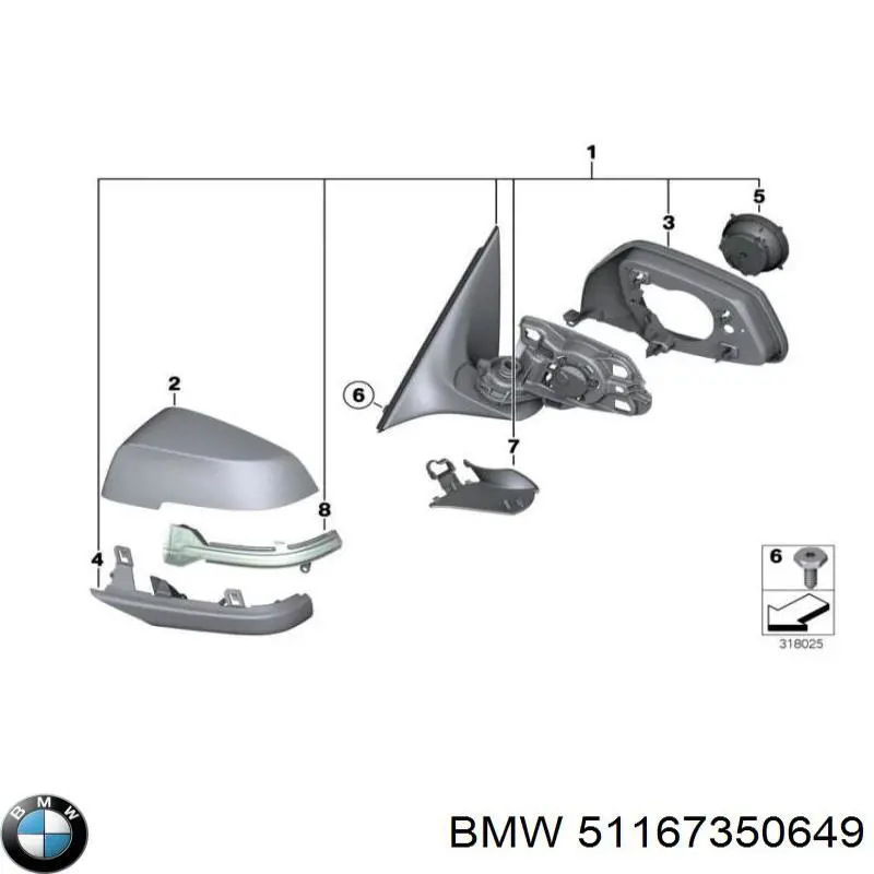 51167350649 BMW Левое боковое зеркало