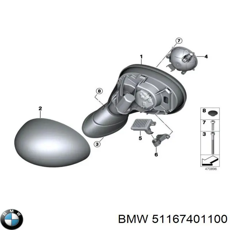 51167401100 BMW Зеркало заднего вида правое