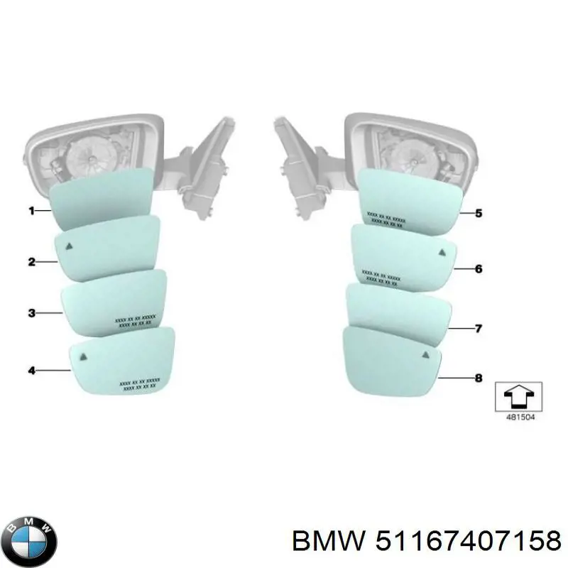 Elemento espelhado do espelho de retrovisão direito para BMW 8 (G14, F91)