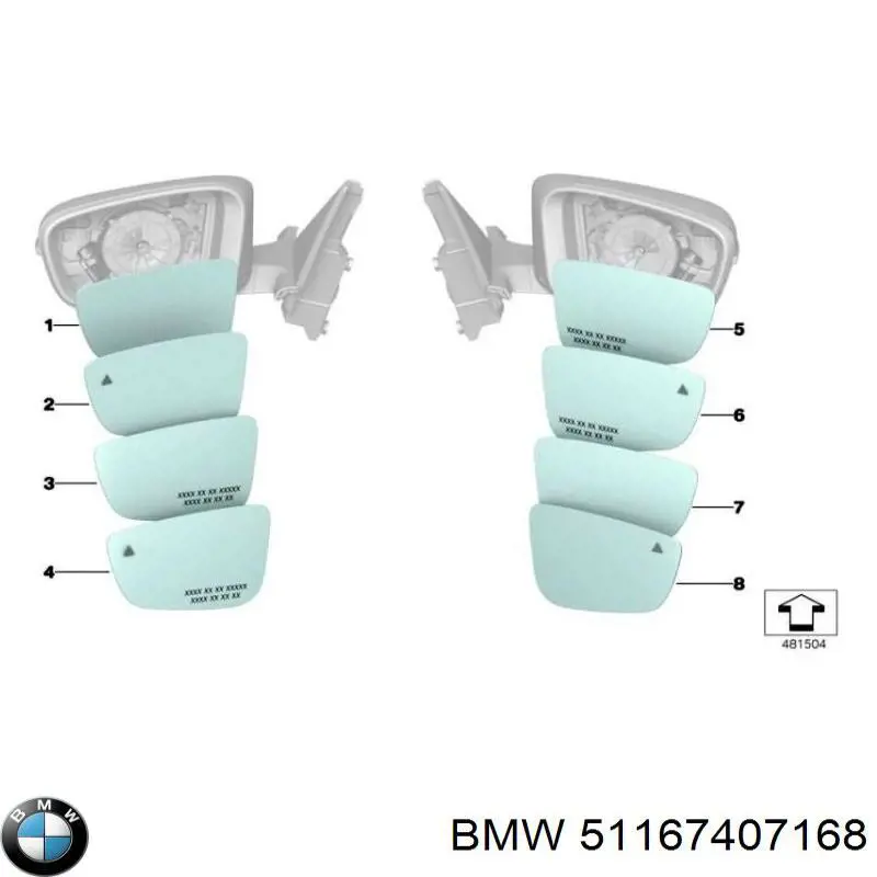 51167407168 BMW Зеркальный элемент правого зеркала заднего вида