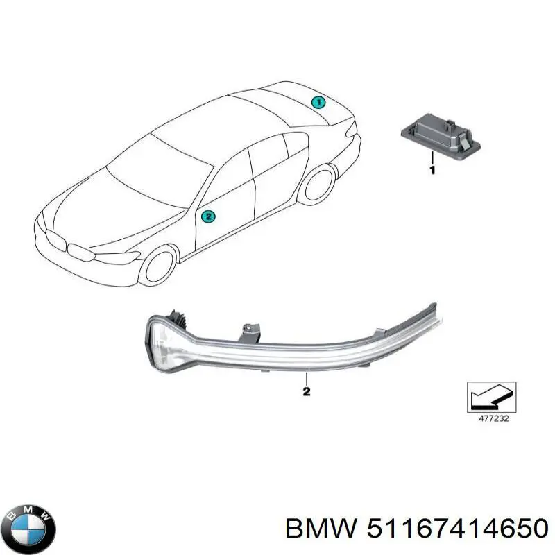 51167414650 BMW Указатель поворота зеркала правый