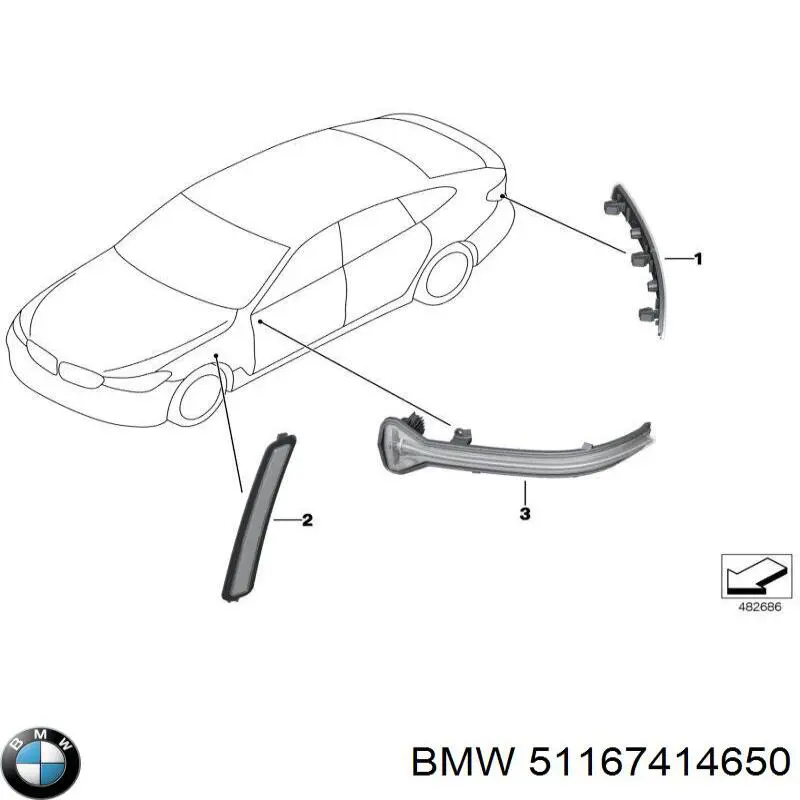 Указатель поворота зеркала, правый BMW 51167414650 цена, от 63.59 USD