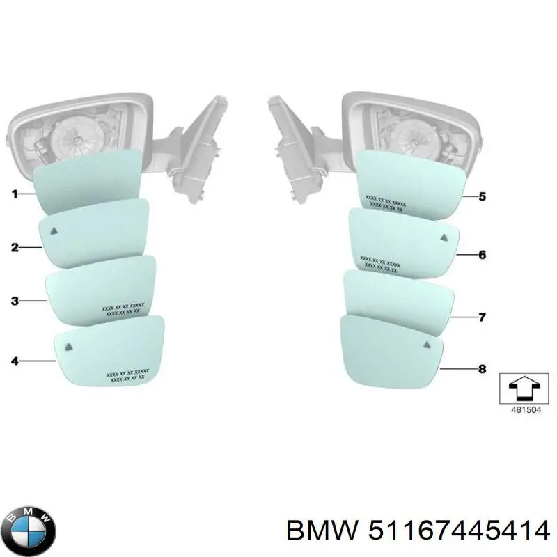 51167445414 BMW зеркальный элемент зеркала заднего вида правого