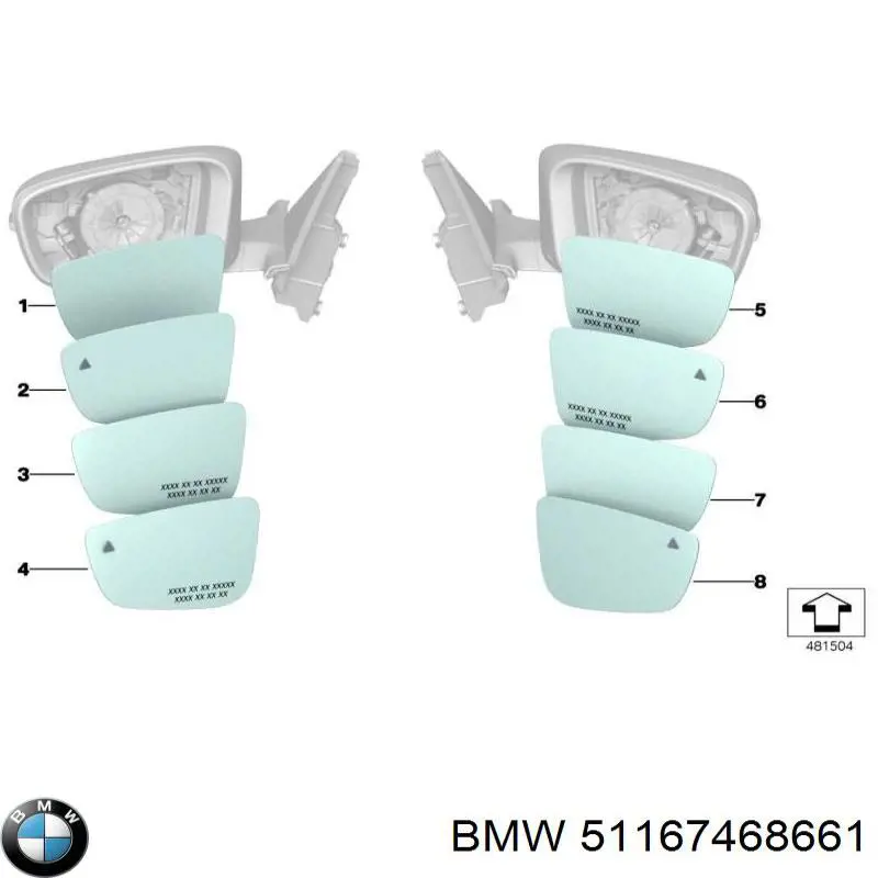 51168739631 BMW Зеркальный элемент левого зеркала заднего вида