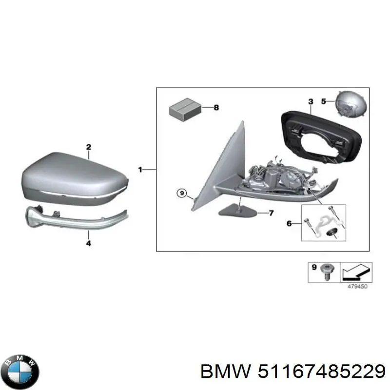 51167485229 BMW Левое боковое зеркало