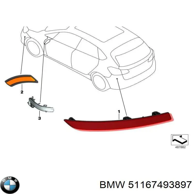 Указатель поворота зеркала, левый BMW 51167493897 цена, от 56.90 USD