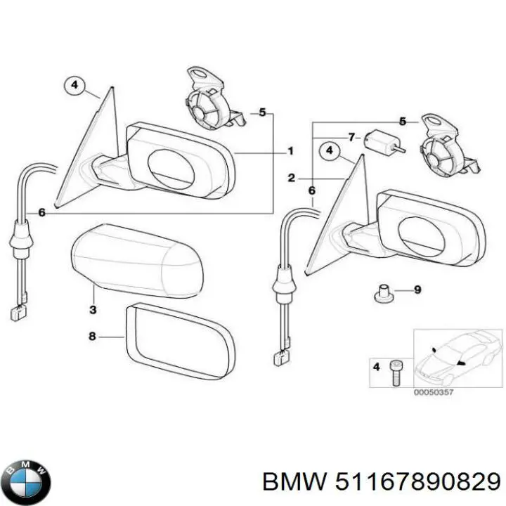 51167890829 BMW Левое боковое зеркало