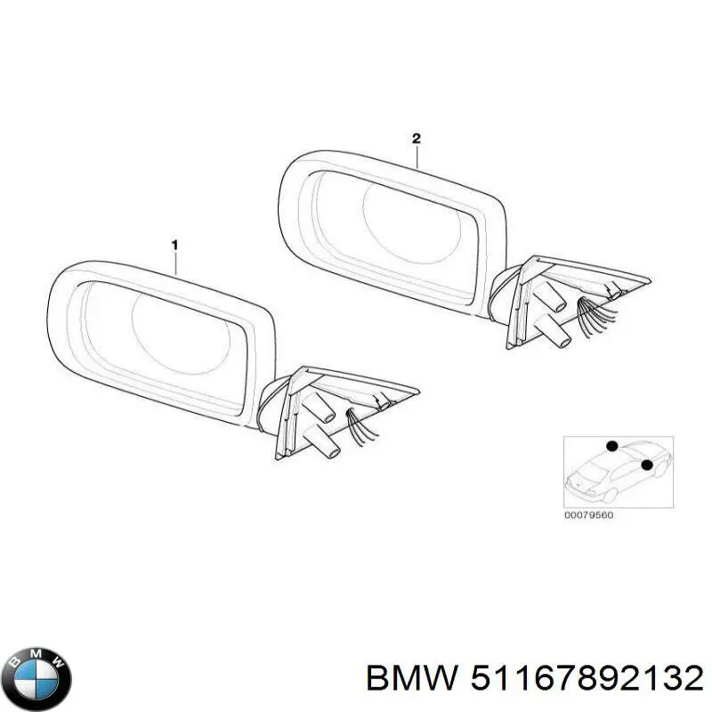 51167892132 BMW Зеркало заднего вида правое