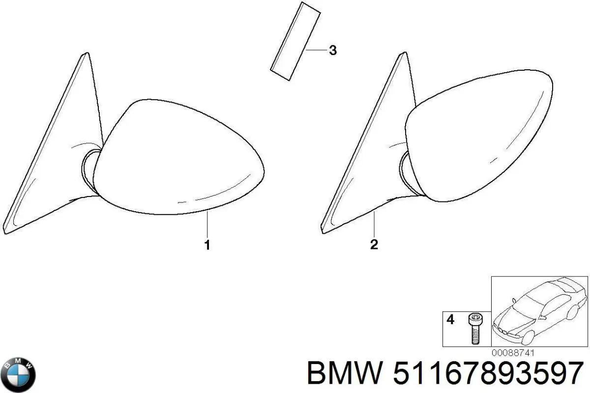 51167893597 BMW Левое боковое зеркало