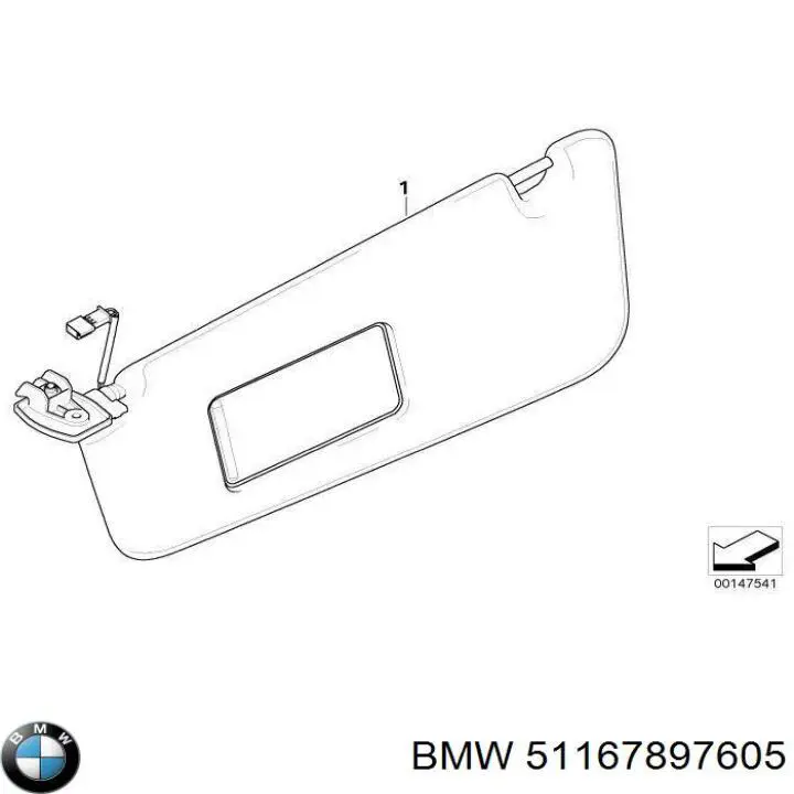 Козырек солнцезащитный автомобиля BMW 51167897605 цена, от 22.57 USD