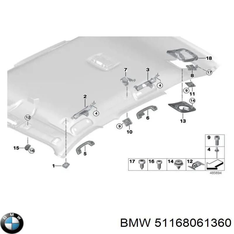 51168061360 BMW Ручка крыши салона
