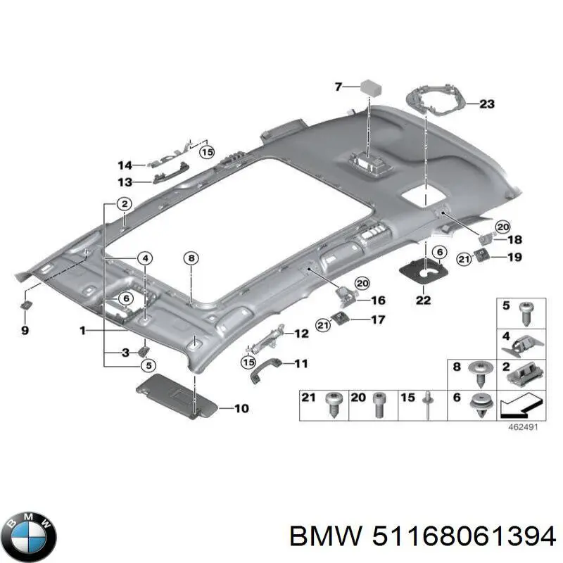 Купить 51168061394 BMW Ручка крыши салона