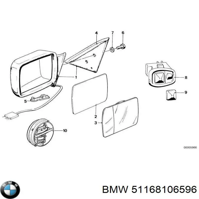 Купить 51168106596 BMW Боковое зеркало заднего вида правое
