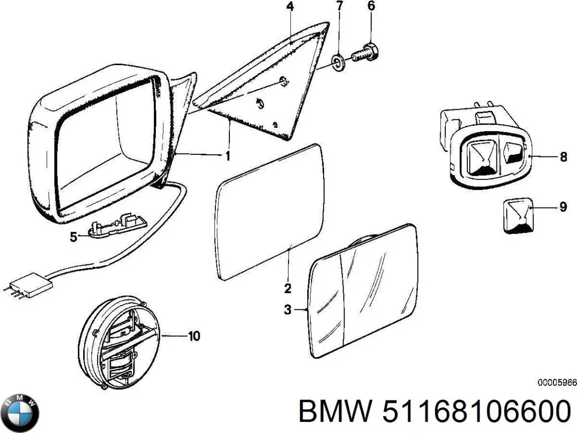 Зеркало заднего вида правое на BMW 3 E30