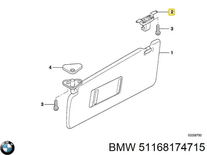 Фиксатор солнцезащитного козырька на BMW 5 (E39) купить.