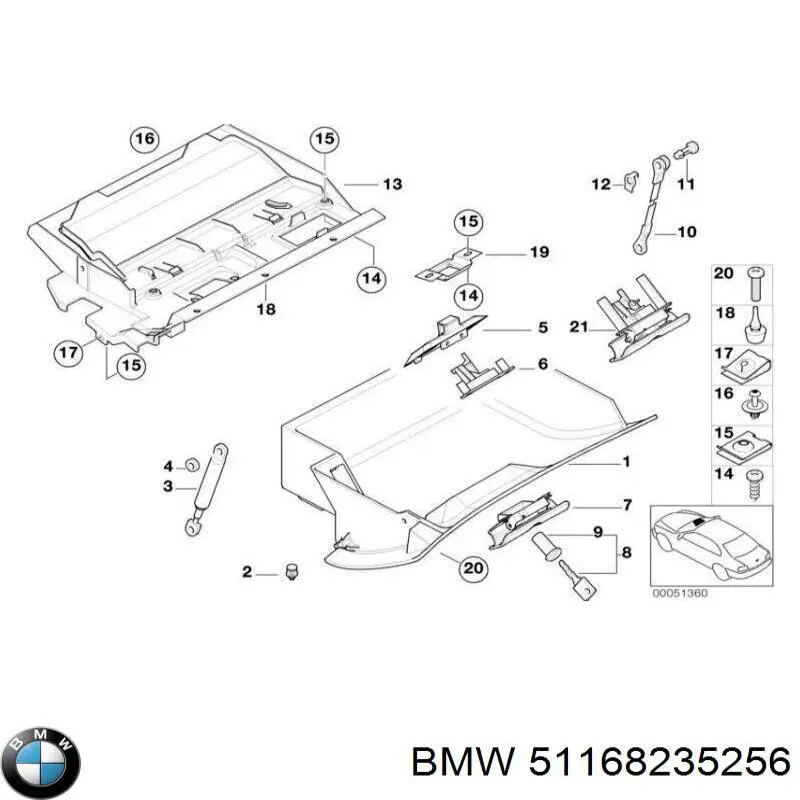 Купить 51168235256 BMW Амортизатор крышки бардачка