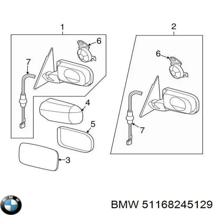 Зеркало заднего вида, левое BMW 51168245129 цена, от 180.68 USD
