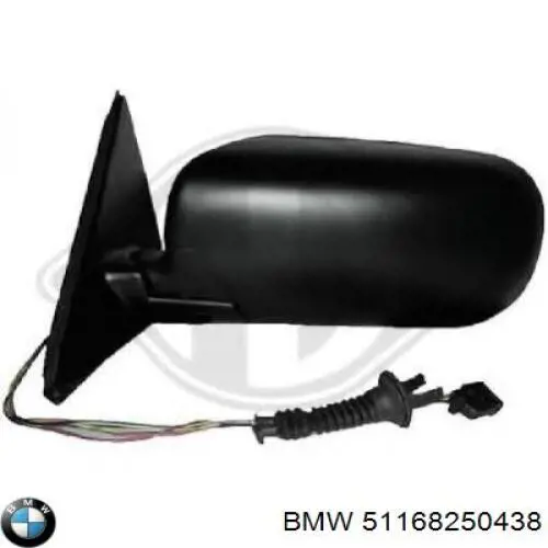 Стекло левого зеркала заднего вида 51168250438 BMW