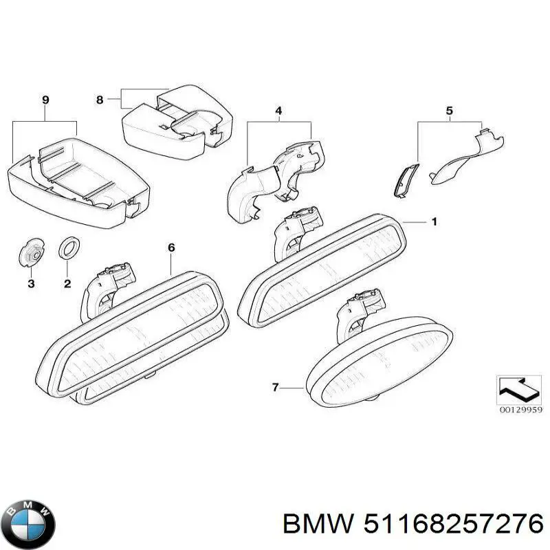 Зеркало салона внутреннее BMW 51168257276 цена, от 8.47 USD