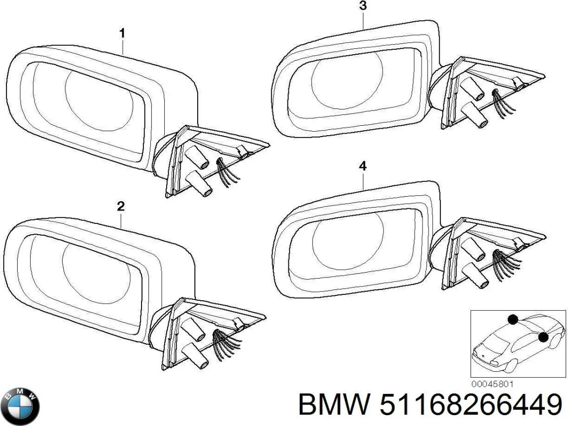 51168266449 BMW Левое боковое зеркало