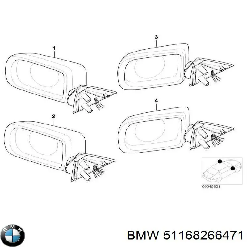 Корпус зеркала заднего вида левого BMW 51168266471