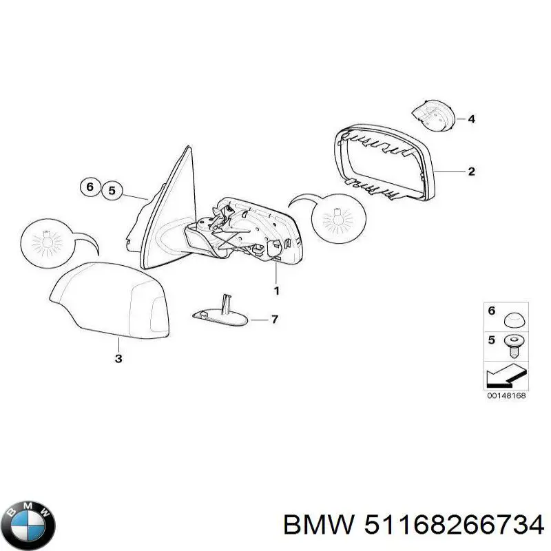 51168266734 BMW накладка (крышка зеркала заднего вида правая)