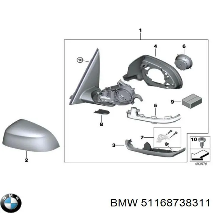 51168738311 BMW Левое боковое зеркало