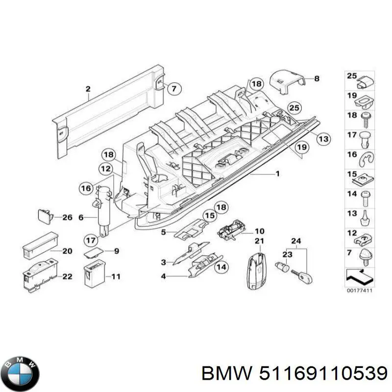 Caixa para porta-luvas (porta-luvas) para BMW 3 (E90)