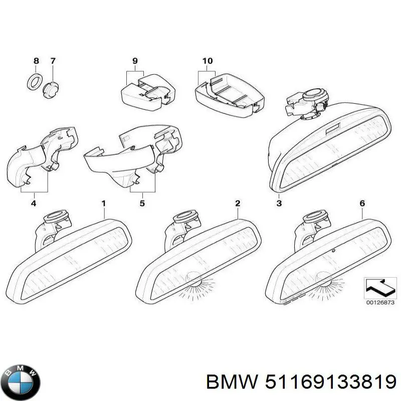 Зеркало салона внутреннее BMW 51169133819 цена, от 36.68 USD