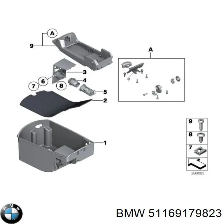 51169179823 BMW caixa de console central (descanso de braço)