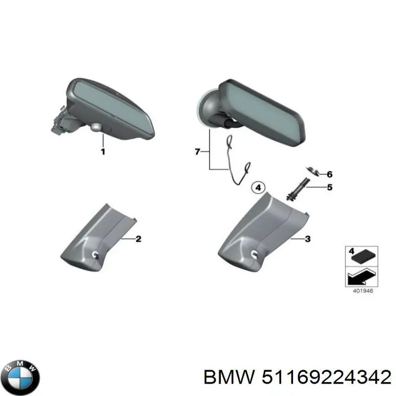 Купить 51169224342 BMW Зеркало салона авто