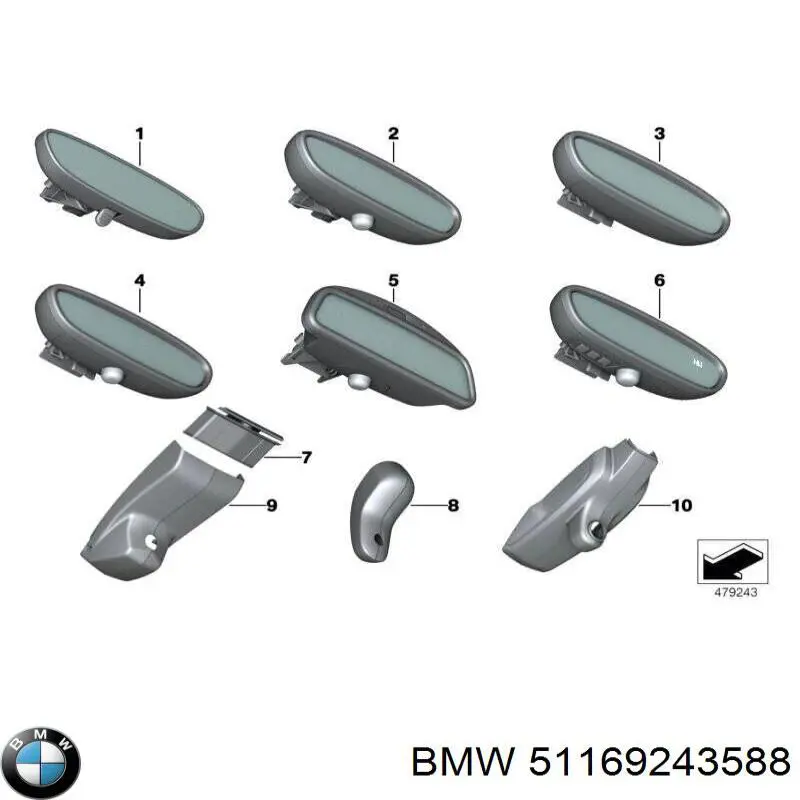 Зеркало салона внутреннее BMW 2 кабриолет (F23) (2014 - 2021) цена, от 28.70 USD