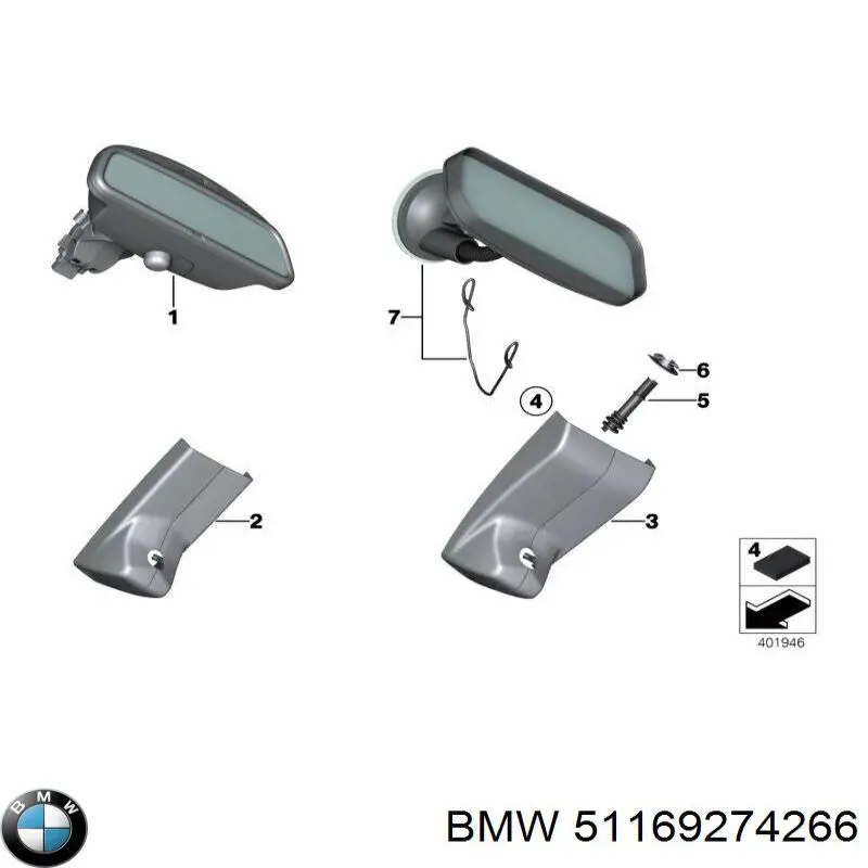  Espelho de salão interno BMW 5 sedan (F10) (2009 - 2016) 