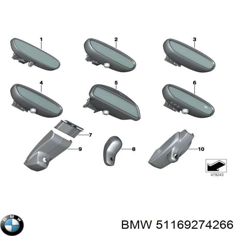 Compre Espelho de salão interno BMW 5 