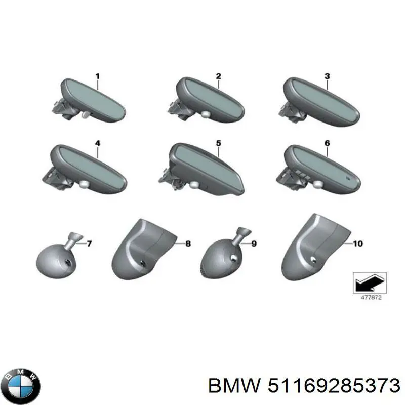 51169285373 BMW Зеркало заднего вида в салоне