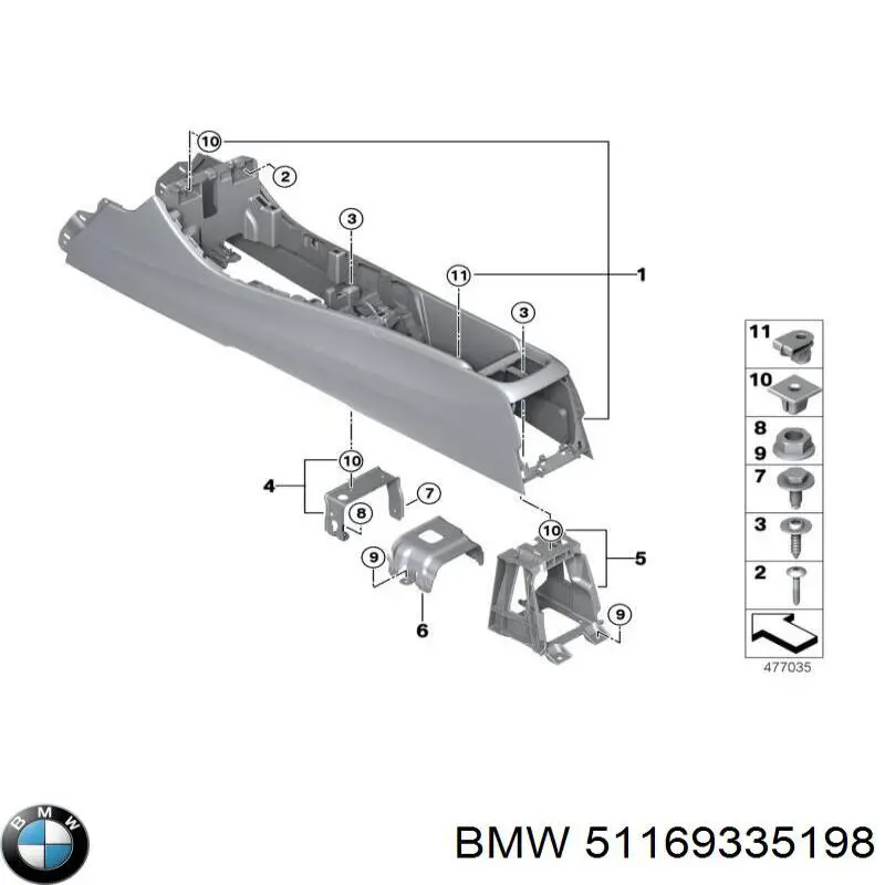 51169335198 BMW Консоль центральная панели управления