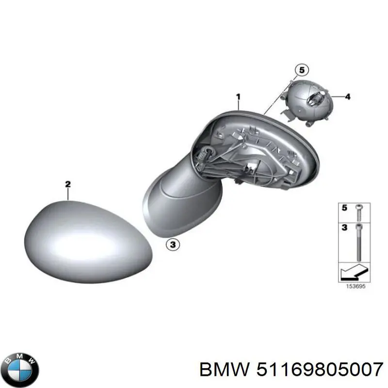 51169805007 BMW espelho de retrovisão esquerdo