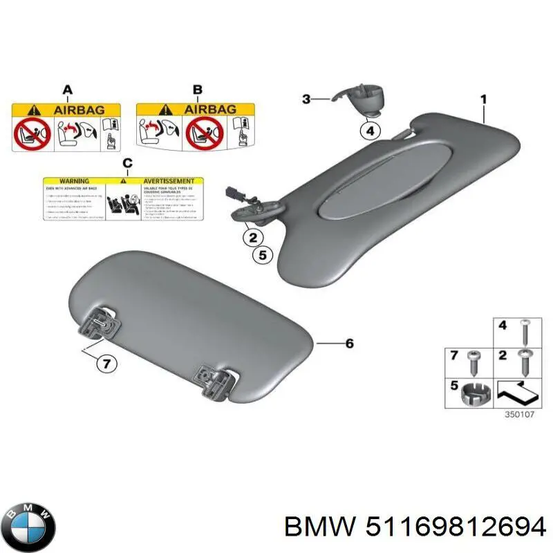 51169812694 BMW Козырек противосолнечный