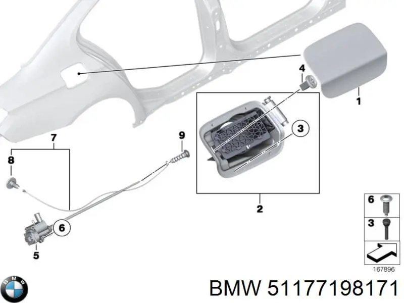 51177198171 BMW Кронштейн крепления лючка бензобака