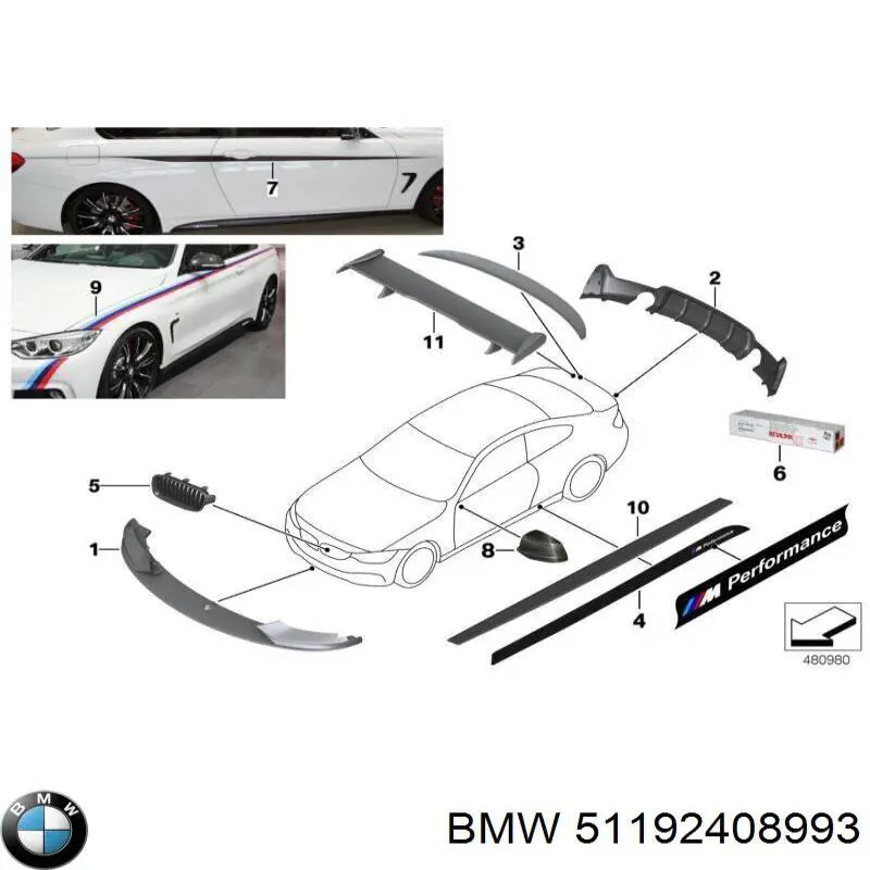 Спойлер переднего бампера BMW 51192408993 цена, от 111.69 USD