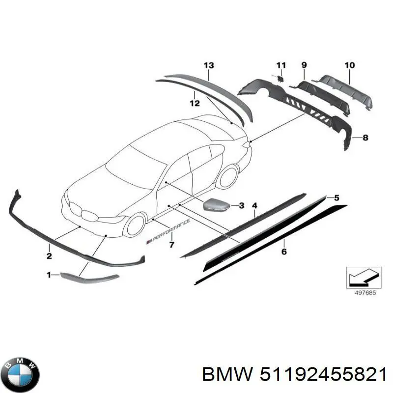 Спойлер переднего бампера BMW 51192455821 цена, от 86.28 USD