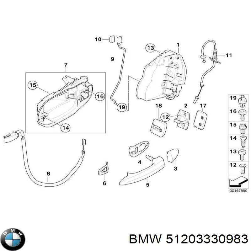 Держатель наружной ручки двери задней левой 51203330983 BMW