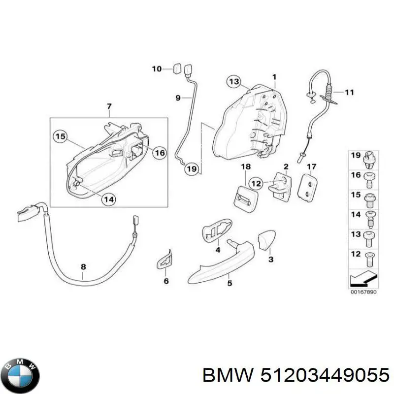 51203449055 BMW suporte de maçaneta externa da porta traseira esquerda